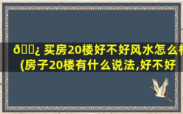 🌿 买房20楼好不好风水怎么样(房子20楼有什么说法,好不好)
